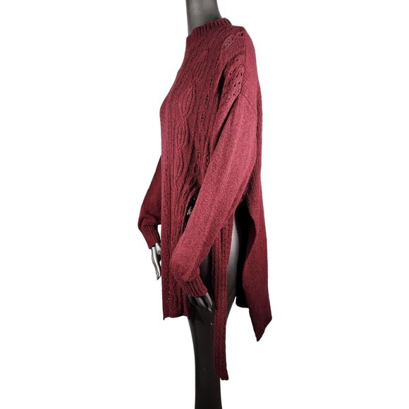 Free People NWT Candice Berry Long Slit Sheer Sweater Medium - Picture 4 of 8